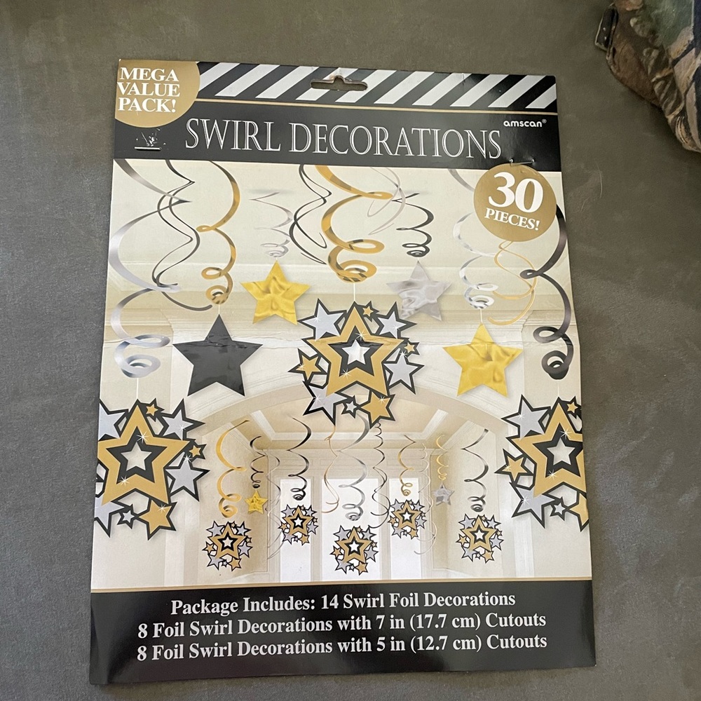 Black, Gold, and Silver Star Decor